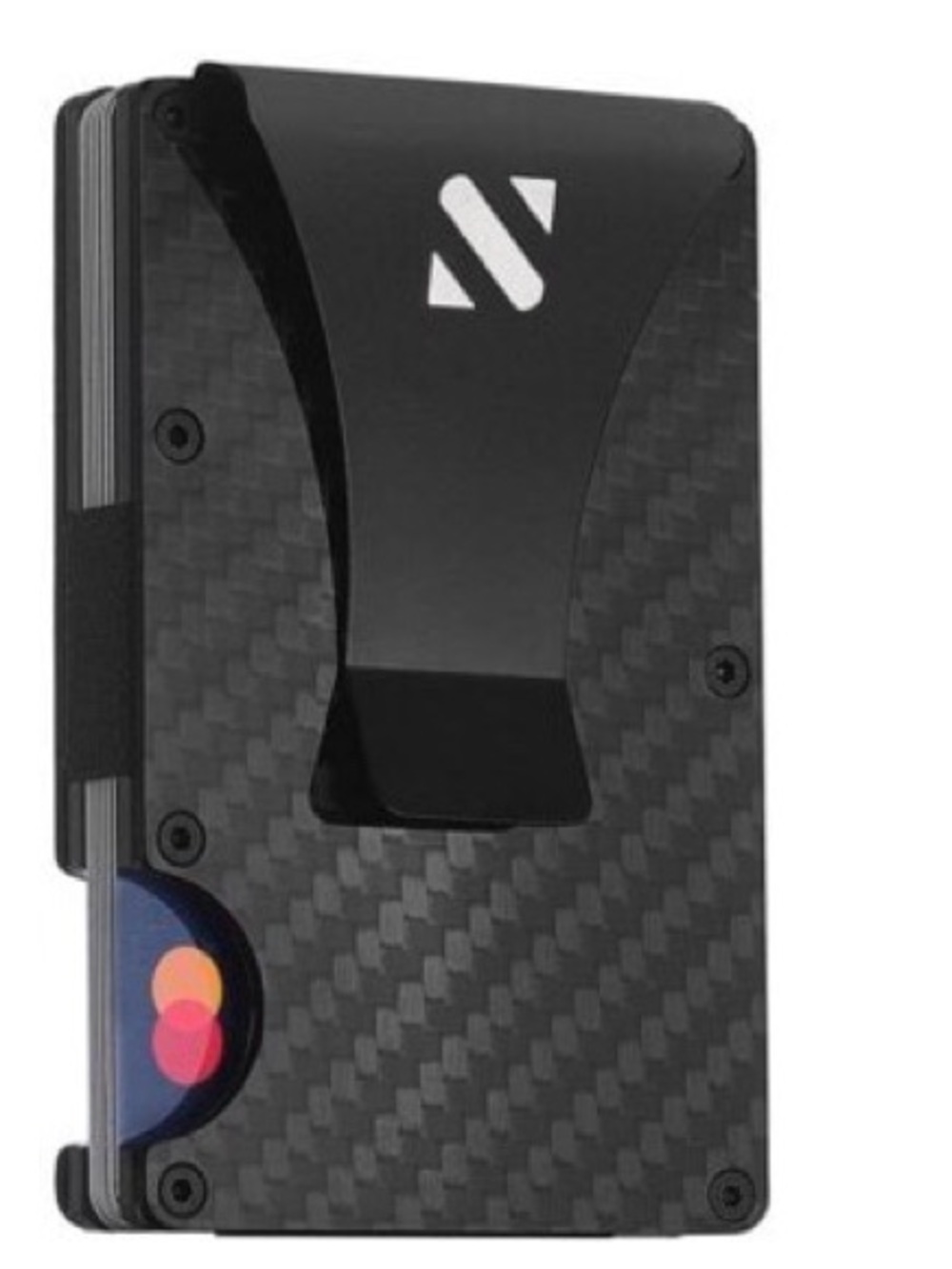 Slim Carbon Fiber Card Wallet with Black Clip and Purple Accent NIB